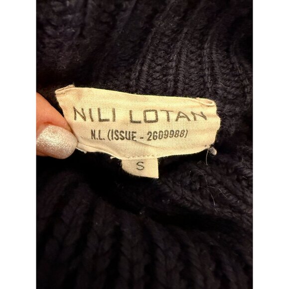 Nili Lotan Navy Blue Andrina Cable knit Sweater - Size S - Picture 6 of 6